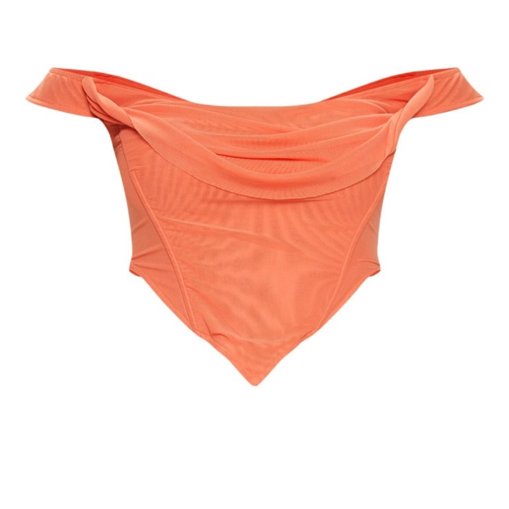 Orange corset mesh Bardot top